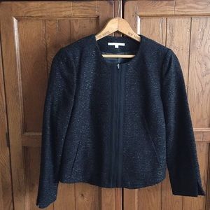 GAP XS black collarless zip front jacket